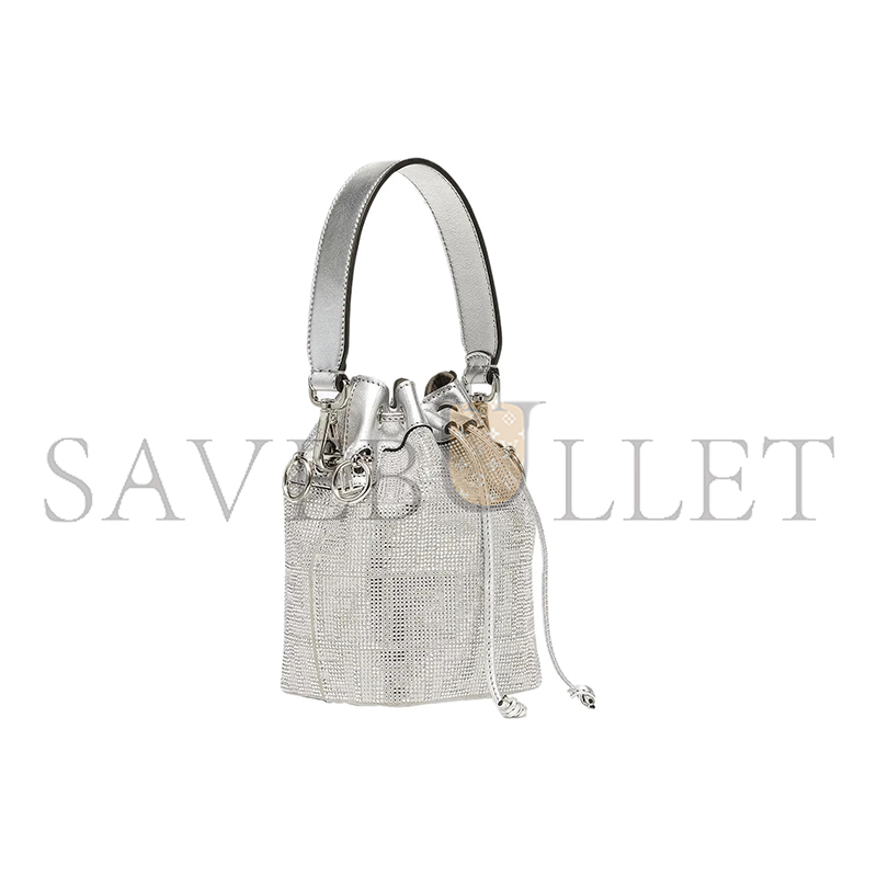 FENDI LEATHER BAG WITH CRYSTAL FF MOTIF IN WHITE 8BS010APKFF1JSU (18*12*10m)